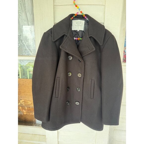 Vintage 70's US Navy Wool Double Breasted Pea Coat Size 38 - Picture 1 of 13